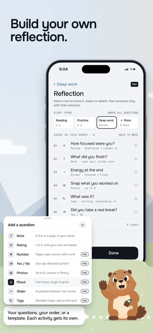 Build your own reflection: the question builder